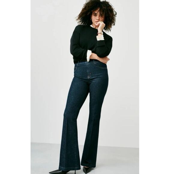 SPANX Denim - SPANX Everywear Flare Denim Jeans Women's XL P Raw Indigo Dark Wash Tummy Tamer